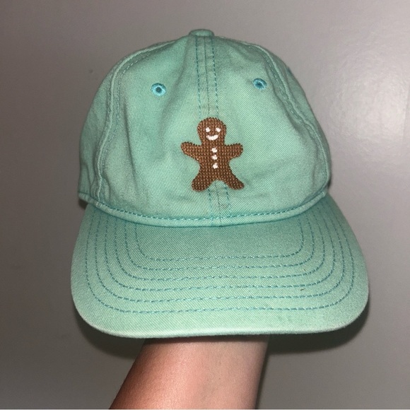 Kids Mint Green Cap with Gingerbread Design - Picture 1 of 6